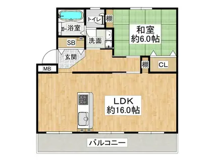 新多聞第2(1LDK/2階)の間取り写真