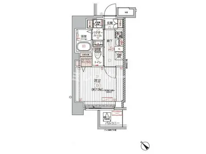 アルコバレーノ戸越銀座(1K/1階)の間取り写真