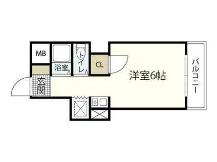 グランデール横川(1K/9階)の間取り写真