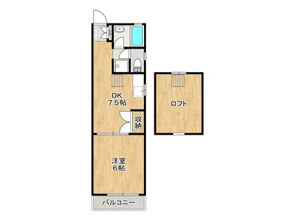 クレール・カマタ(1DK/2階)の間取り写真