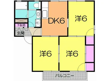 サンライフ南仙台A(3DK/2階)の間取り写真