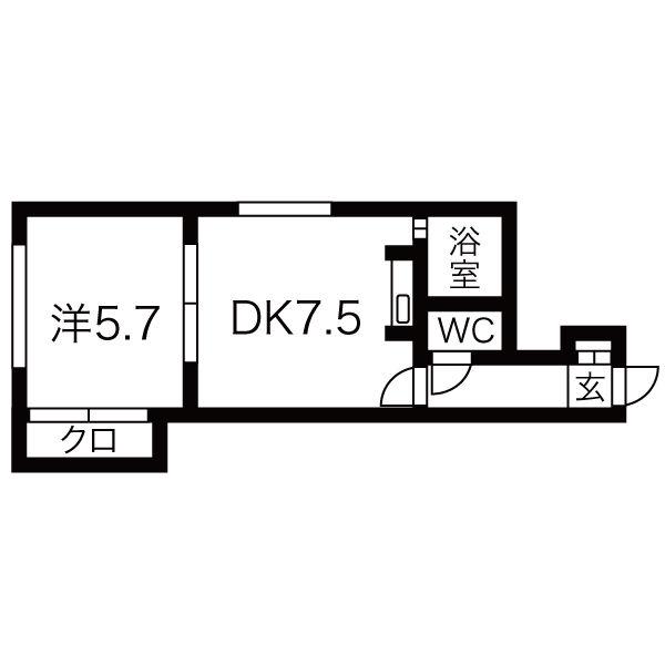 セレーナ南郷(1LDK/1階)の間取り写真
