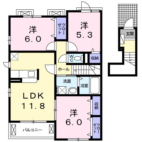 エミネンス長船 I(3LDK/2階)の間取り写真