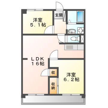 SUN HEIGHTS(2LDK/4階)の間取り写真