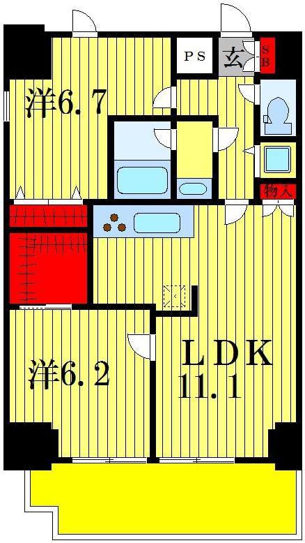 SWEET HILLSお花茶屋(2LDK/11階)の間取り写真