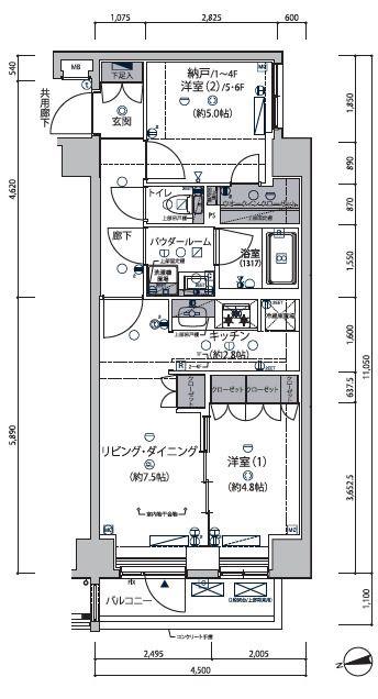 セジョリ東向島(1SLDK/1階)の間取り写真
