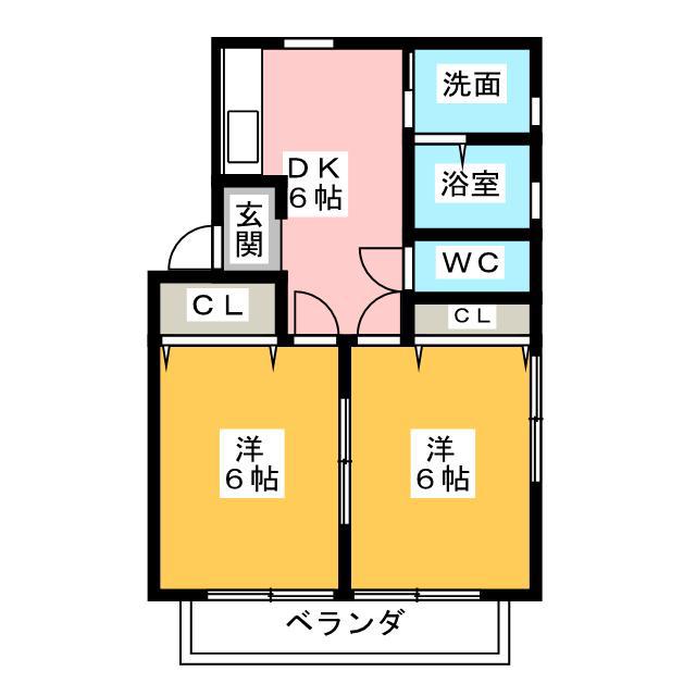 オードリー高松(2DK/1階)の間取り写真