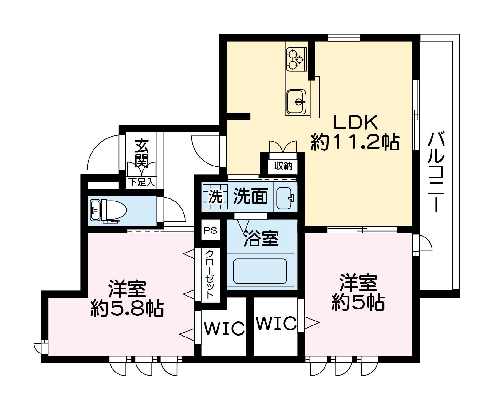 LE CHIEN大宮東町(2LDK/3階)の間取り写真
