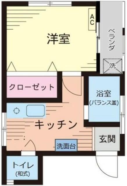 木之本ビル(1K/4階)の間取り写真