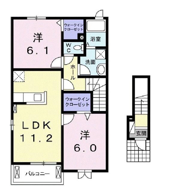 ヴィラ・ドナーチェII(2LDK/2階)の間取り写真