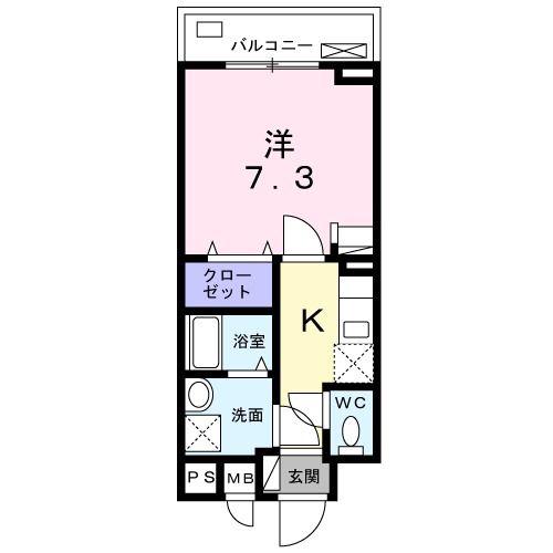 ミル ブランシュ(1K/3階)の間取り写真