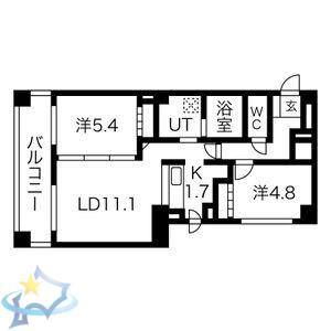 フェバリット・ラ・サンク(2LDK/3階)の間取り写真