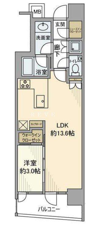 リビオ日本橋鞍掛ザレジデンス(1LDK/2階)の間取り写真