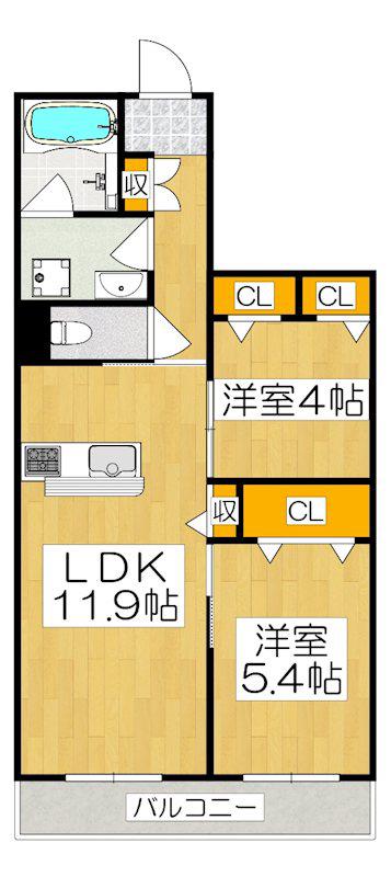 シャーメゾン京都六角大宮(2LDK/3階)の間取り写真