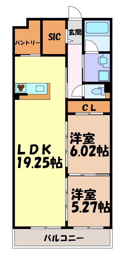 GRAN DUKE千種RUBINO(2LDK/1階)の間取り写真