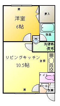 Mハイツ寿1(1LDK/2階)の間取り写真