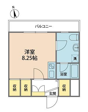 ベルメゾン(ワンルーム/2階)の間取り写真