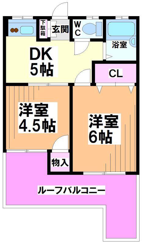 第1八幡山マンション(2DK/2階)の間取り写真