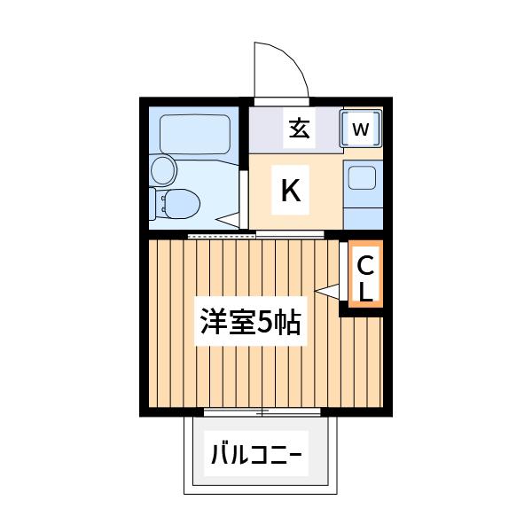 ジーエーヒルズ日吉B棟(1K/1階)の間取り写真