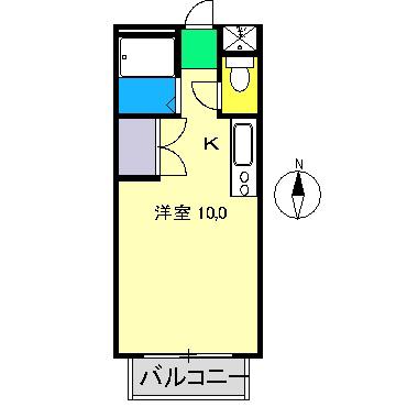 ヴィラ舟入B棟(ワンルーム/2階)の間取り写真