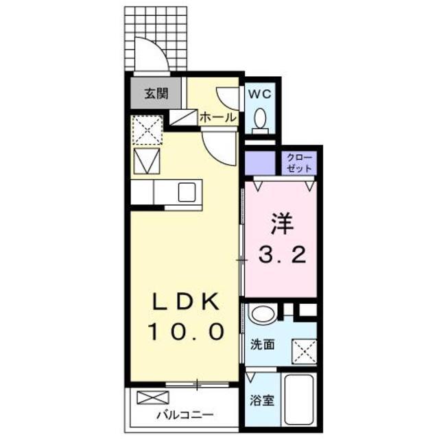 ウォーターフロントB(1LDK/1階)の間取り写真