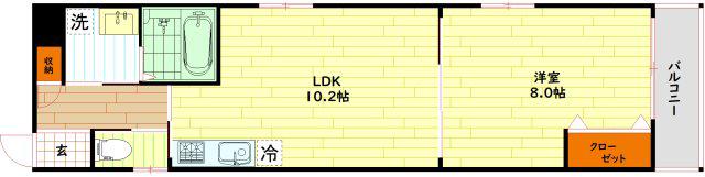 アルビオン 西梅田(1LDK/2階)の間取り写真