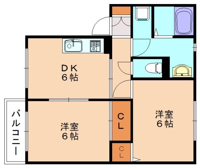 サニ-コートC(2DK/2階)の間取り写真