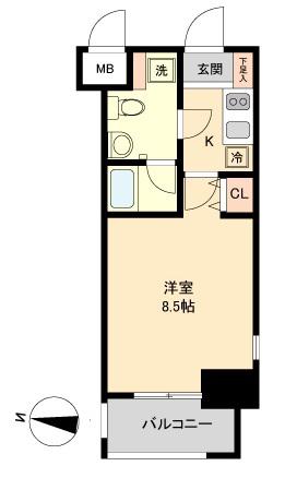 ASレジデンス上前津(1K/4階)の間取り写真