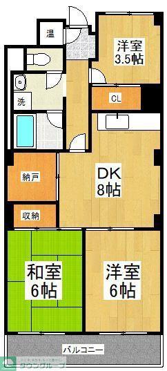 武蔵野スカイハイツ(3DK/9階)の間取り写真