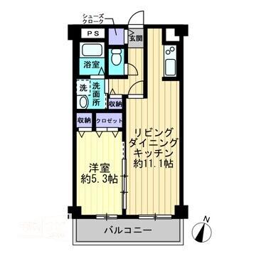 セレ グレージュ(1LDK/3階)の間取り写真