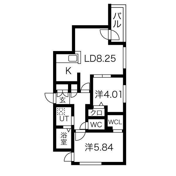 RESIDENCE SHINMEI HONGOU ウエスト(2LDK/4階)の間取り写真