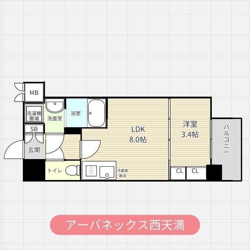 アーバネックス西天満(1LDK/3階)の間取り写真