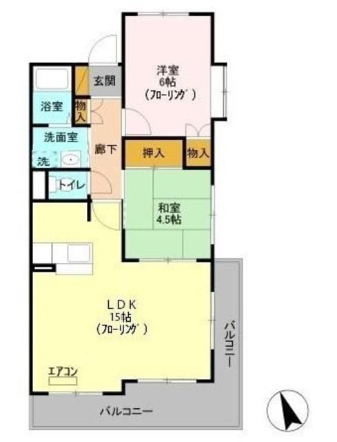 リヴィエールI(2LDK/1階)の間取り写真