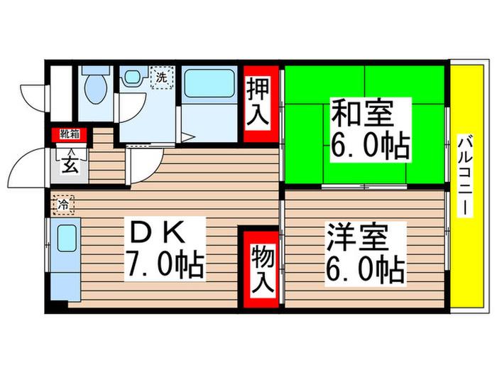 グレースK(2DK/1階)の間取り写真