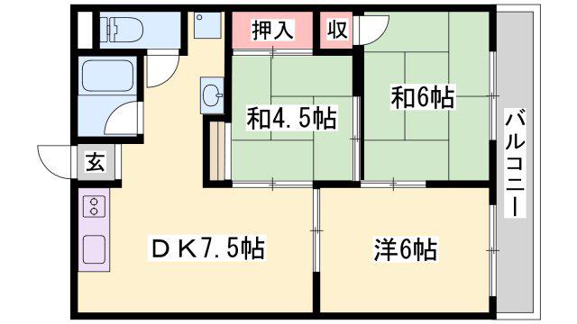 ハイツ西本町(3DK/2階)の間取り写真