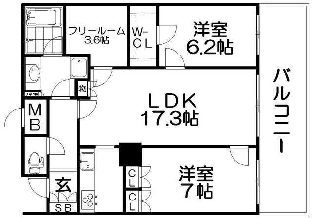 ザ・香里園タワー(2SLDK/7階)の間取り写真