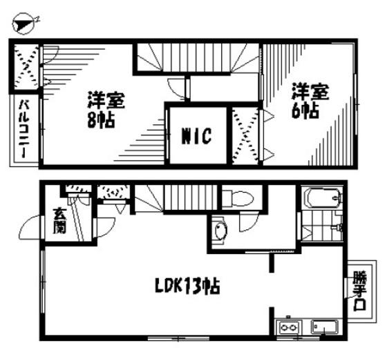 レヴァンテI(2LDK/1階)の間取り写真