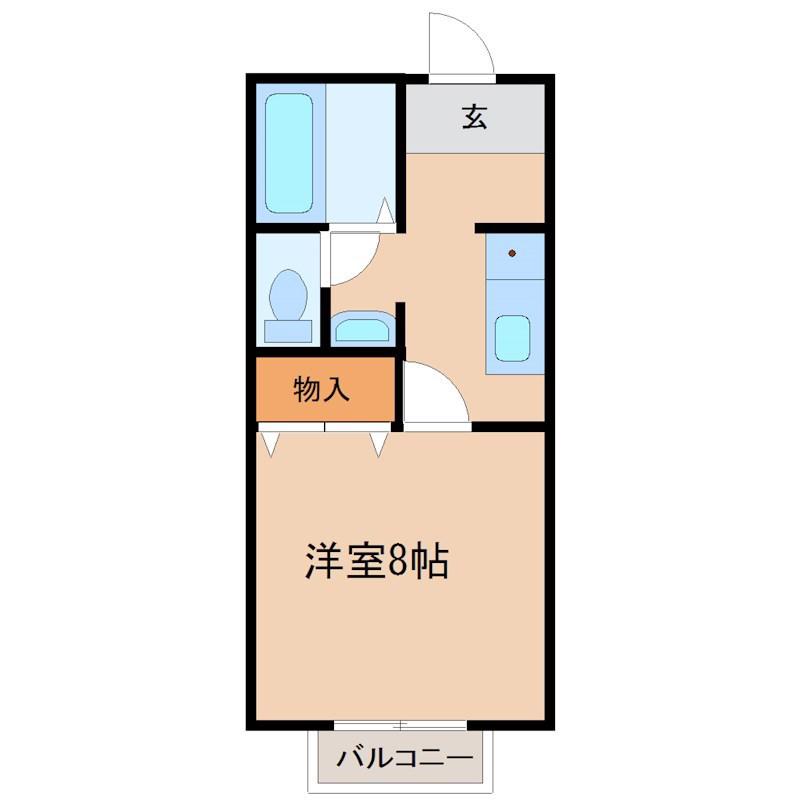 エストヴィラージュII(1K/2階)の間取り写真