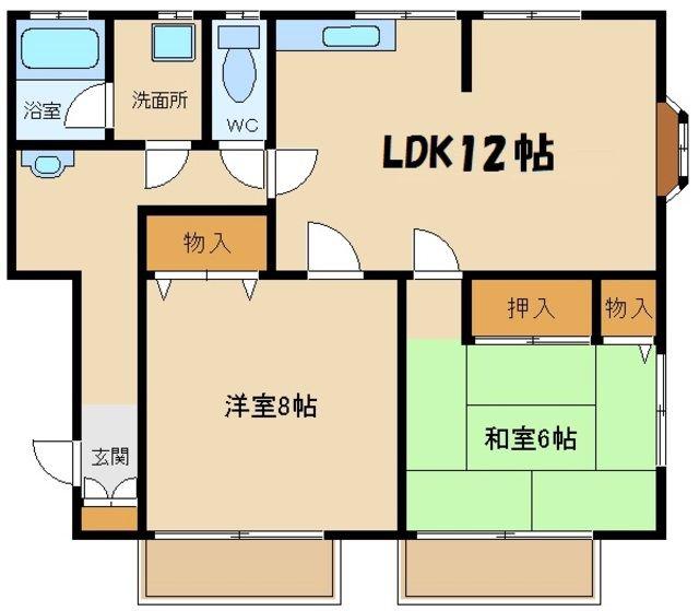 Lパレス立川(2LDK/1階)の間取り写真