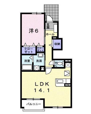 エクシード深大寺(1LDK/1階)の間取り写真