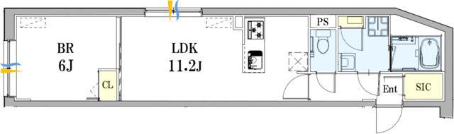 プラティーク品川中延(1LDK/3階)の間取り写真