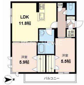 カサ ルシーダ(2LDK/3階)の間取り写真