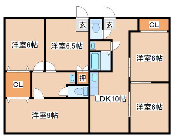 ダイバーシティ神戸長田B棟(5LDK/6階)の間取り写真