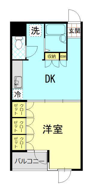 ガーデンハイツ小山(1DK/3階)の間取り写真