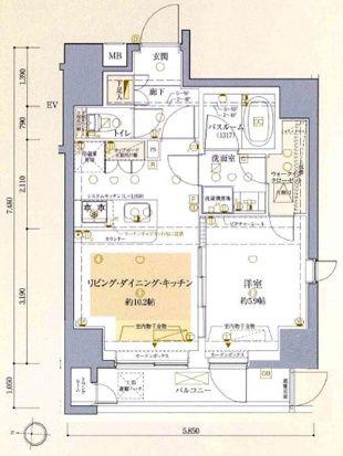 クレヴィスタ錦糸町(1LDK/1階)の間取り写真