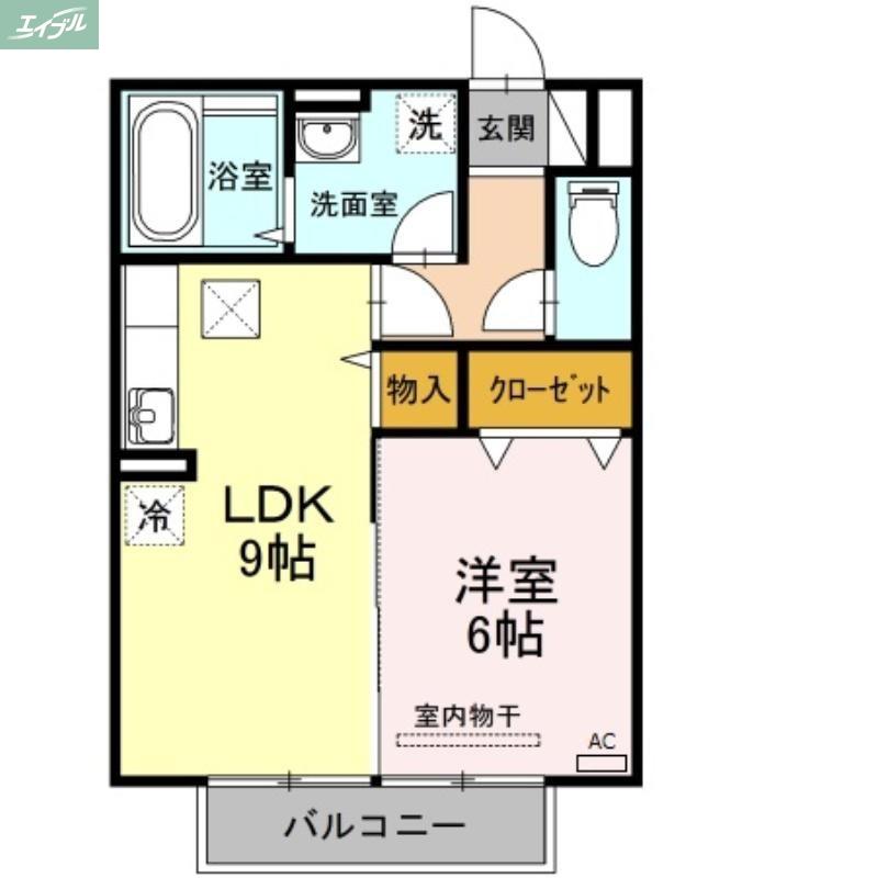 ステラA棟(1LDK/1階)の間取り写真