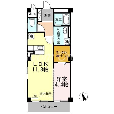 コンフォーティア沖浜(1LDK/2階)の間取り写真