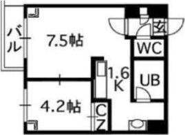 カサブランカ参番館(1LDK/3階)の間取り写真