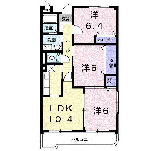 若山ガーデンヒルA棟(3LDK/3階)の間取り写真