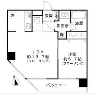 GL蔵前(1LDK/4階)の間取り写真